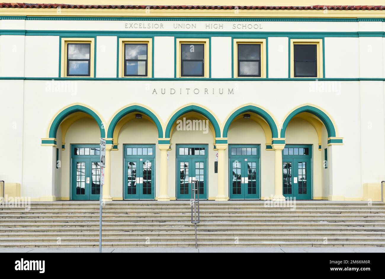 NORWALK, CALIFORNIA - 28 DEC 2022: Closeup of the Auditorium at Excelsior High School, originally named Excelsior Union High School was founded in 190 Stock Photo
