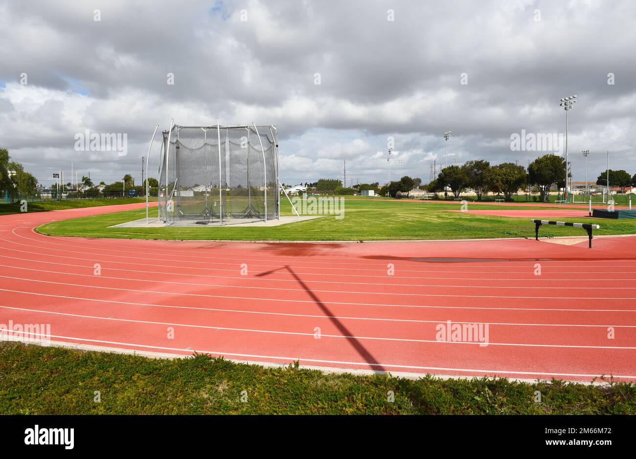 HUNTINGTON BEACH, CALIFORNIA - 01 JAN 2023: Track on the campus of Golden West College, home of the Rustlers. Stock Photo