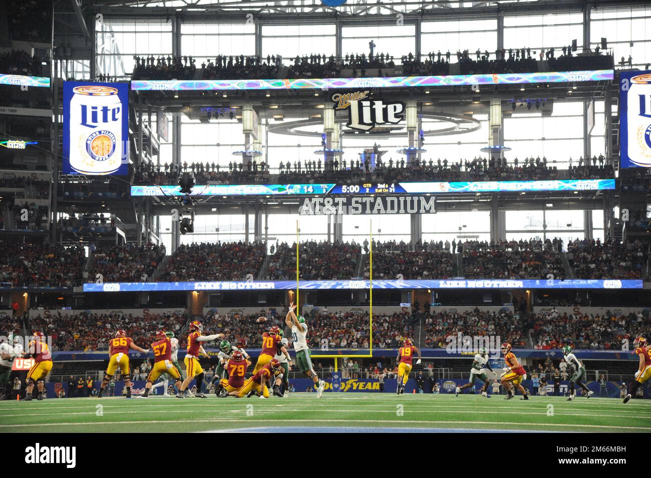 Arlington, United States. 02nd Jan, 2023. Tulane and USC in the 2023 Goodyear Cotton Bowl Classic on Monday, January 2, 2023 at AT&T Stadium in Arlington, Texas. Tulsa defeated USC 46-45. Photo by Ian Halperin/UPI Credit: UPI/Alamy Live News Stock Photo