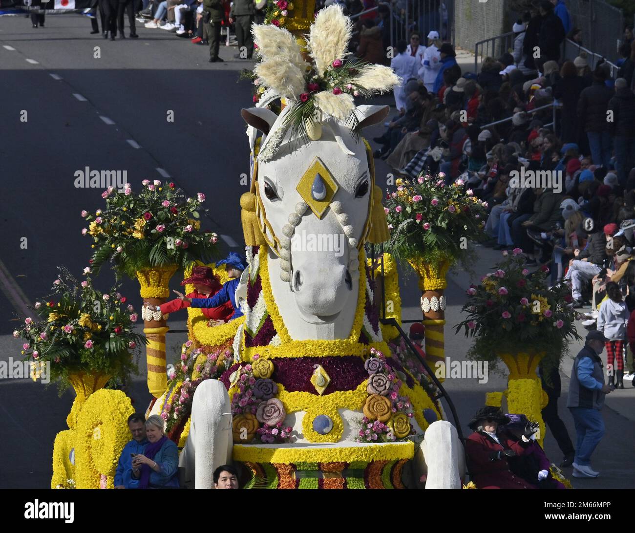 Pasadena, United States. 02nd Jan, 2023. Rotary's 'Serving with Imagination and Hope''' float, winner of the Princess Award, makes its way down Colorado Boulevard during the 134th annual Tournament of Roses Parade held in Pasadena, California on Monday, January 2, 2023. Photo by Jim Ruymen/UPI. Credit: UPI/Alamy Live News Stock Photo