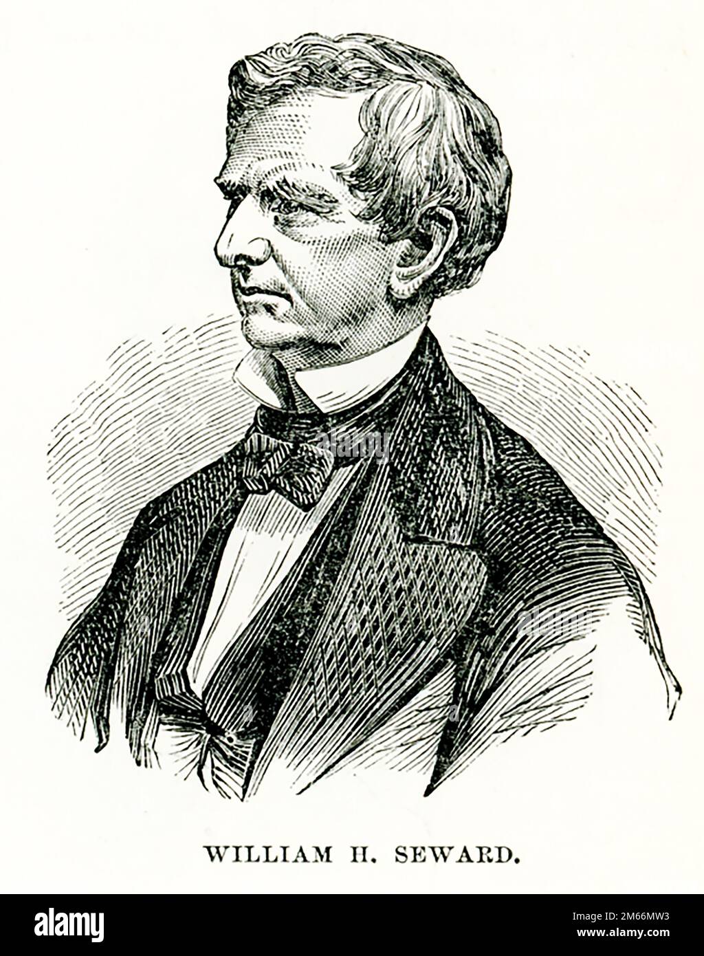 This 1866 illustration shows William Henry Seward. Seward was appointed Secretary of State by Abraham Lincoln on March 5, 1861, and served until March 4, 1869. Seward carefully managed international affairs during the Civil War and also negotiated the 1867 purchase of Alaska. Stock Photo