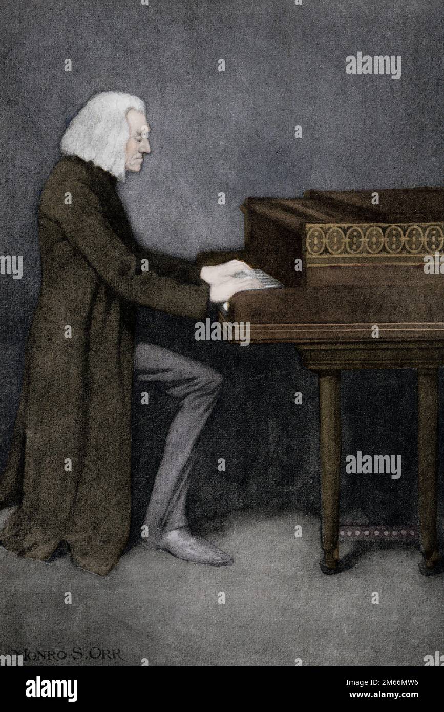 This illustration shows Franz Liszt. Liszt (1811-1886) was a Hungarian pianist and composer of enormous influence and originality. He was renowned in Europe during the Romantic movement. Stock Photo