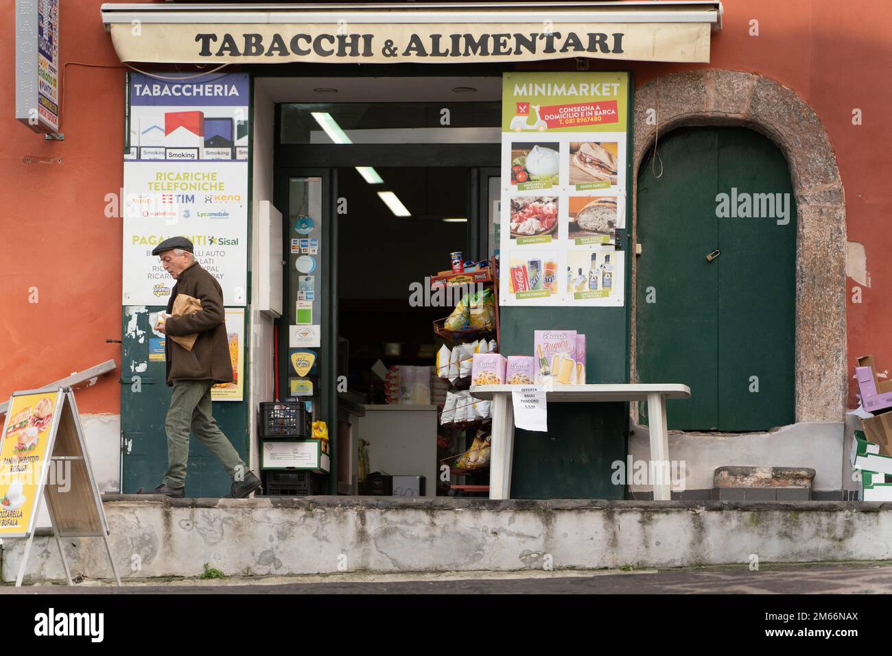 Tabacchi & Alimentari Badalucci Sonia, Piazza dei Martiri,Procida, Italy Stock Photo