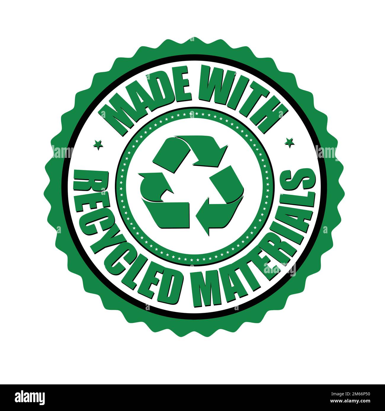 Made with recycled materials label or sticker on white background