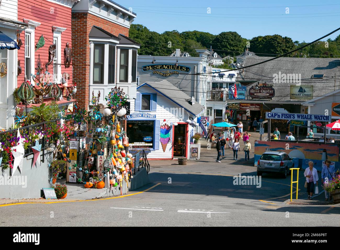 Downtown Boothbay Harbor, Maine on a summer day, USA Stock Photo - Alamy