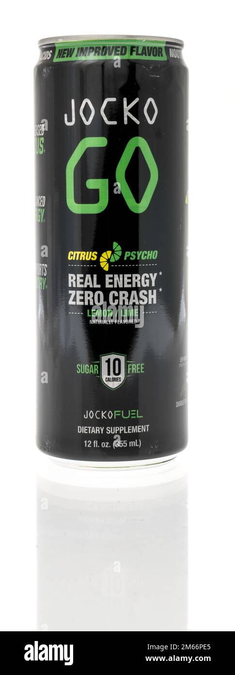 Winneconne, WI - 5 December 2022: A can of Jocko Go real energy drink on an isolated background. Stock Photo