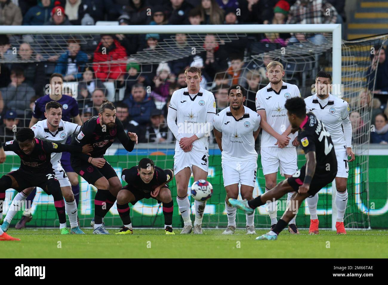 Swansea, UK. 02nd Jan, 2023. Ian Maatsen of Burnley (29) scores his ...