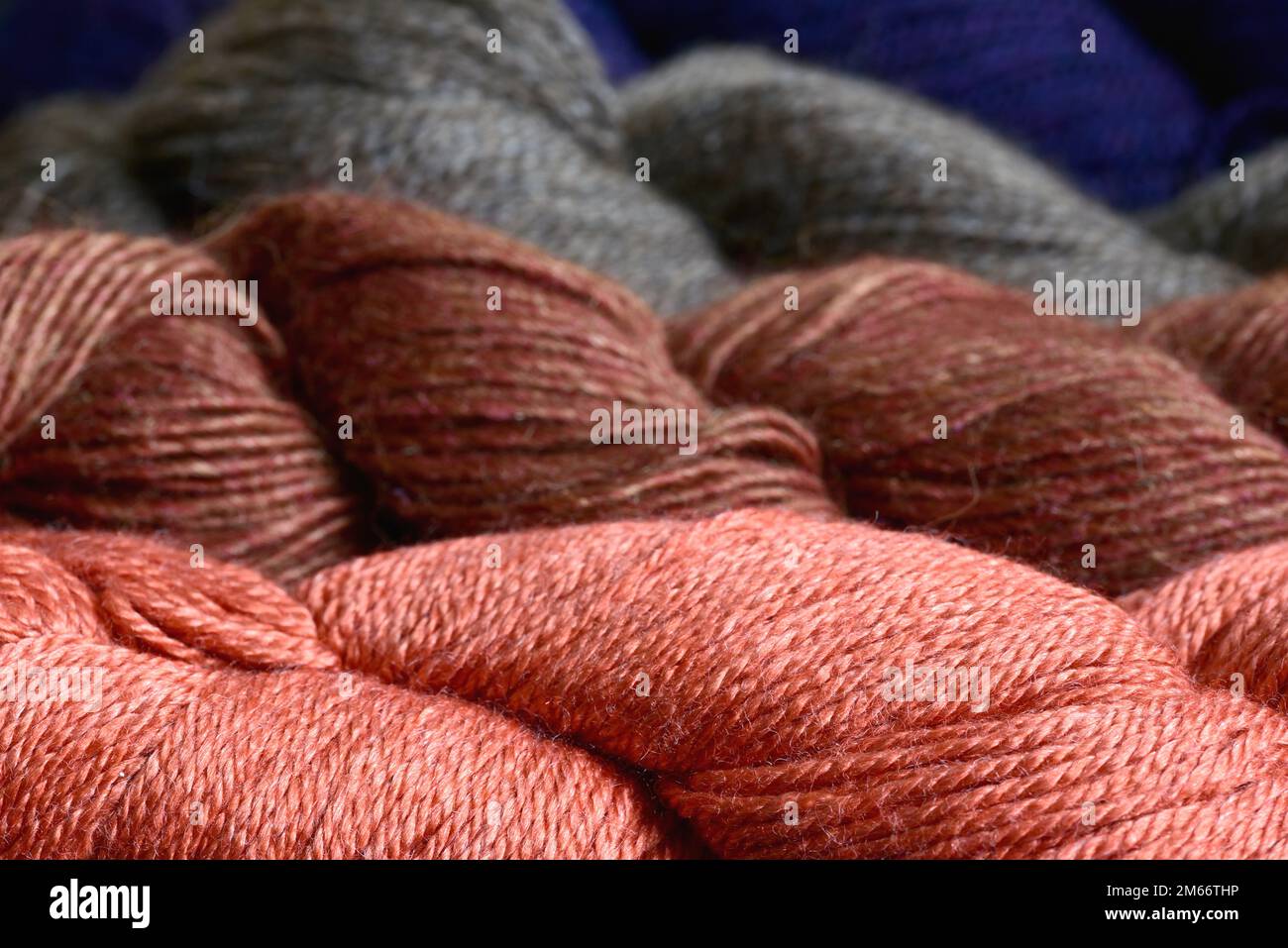 Skeins of Silk, Merino and Alpaca yarn Stock Photo