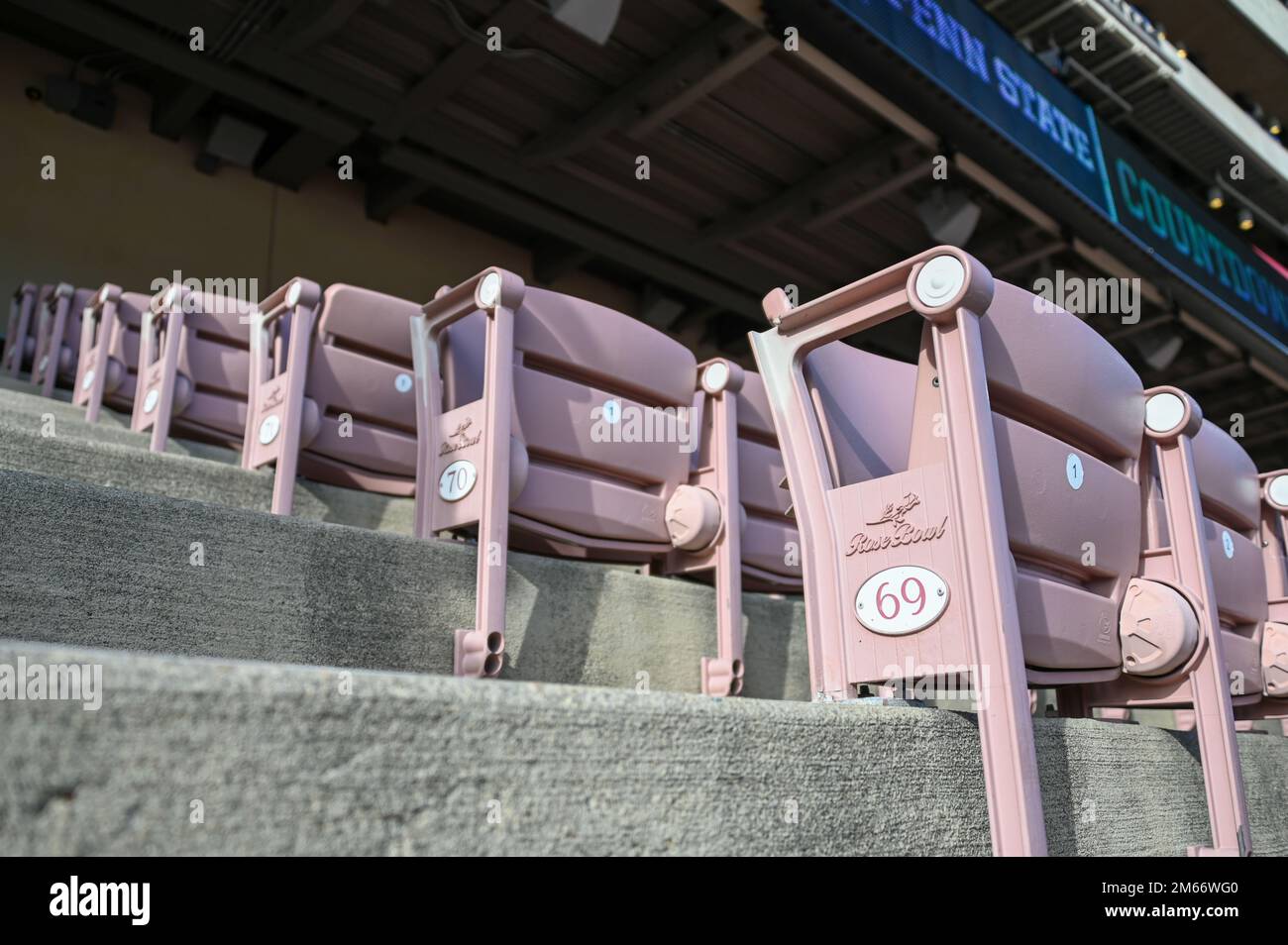 Empty seats at the Rose Bowl Stadium before the Rose Bowl game on