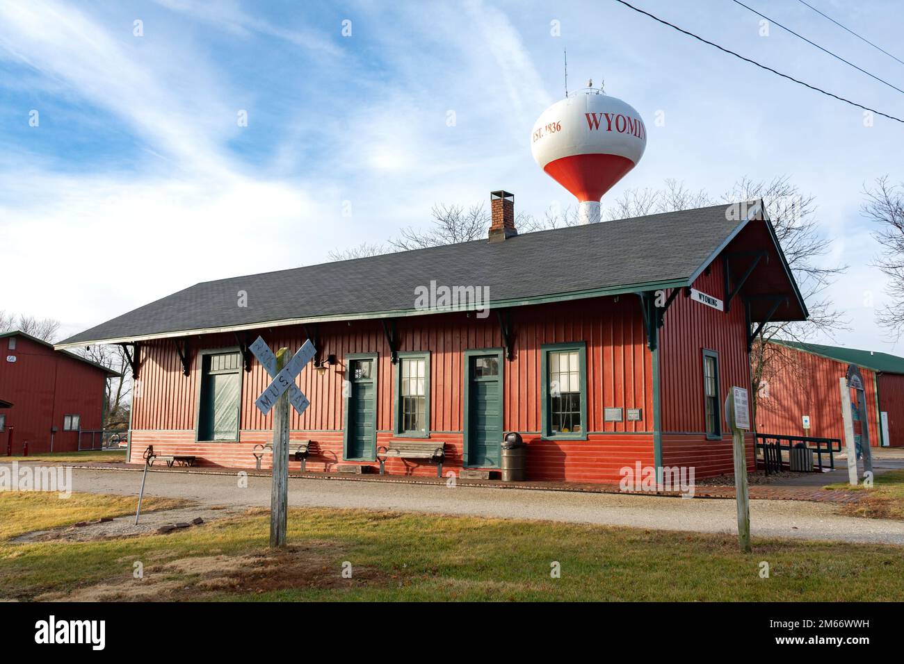 Wyoming, Illinois, USA january 2nd 2023 Old train depot turned