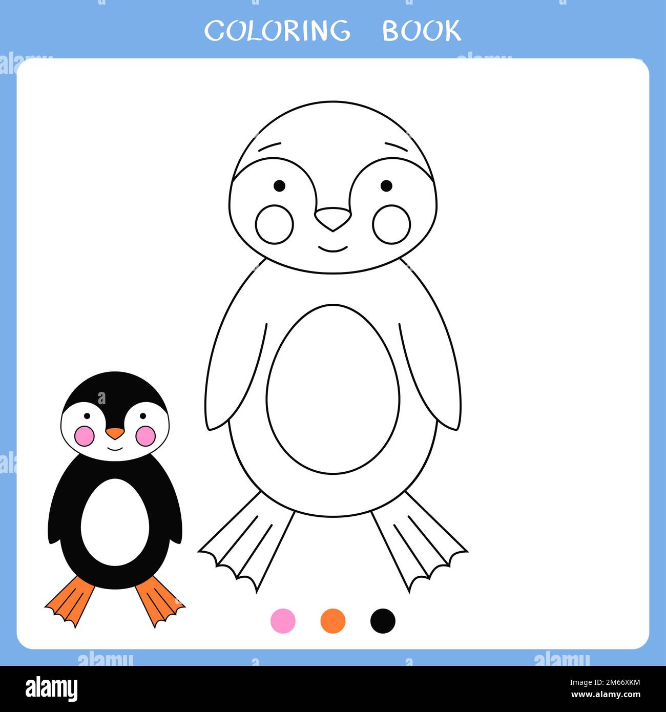 Simple educational game for kids. Cute penguin for coloring book Stock ...