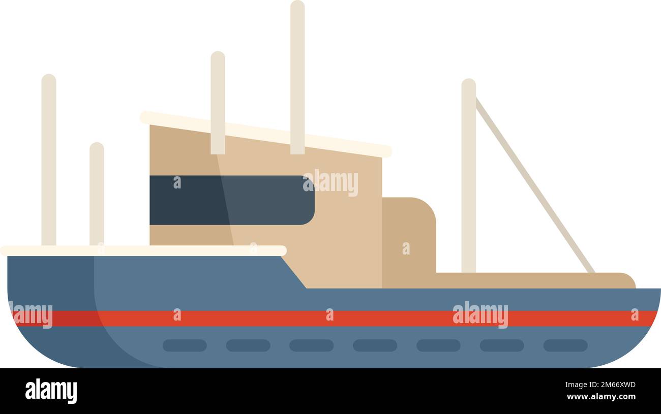 Fishing boat icon flat vector. Fish ship. Sea vessel isolated Stock Vector
