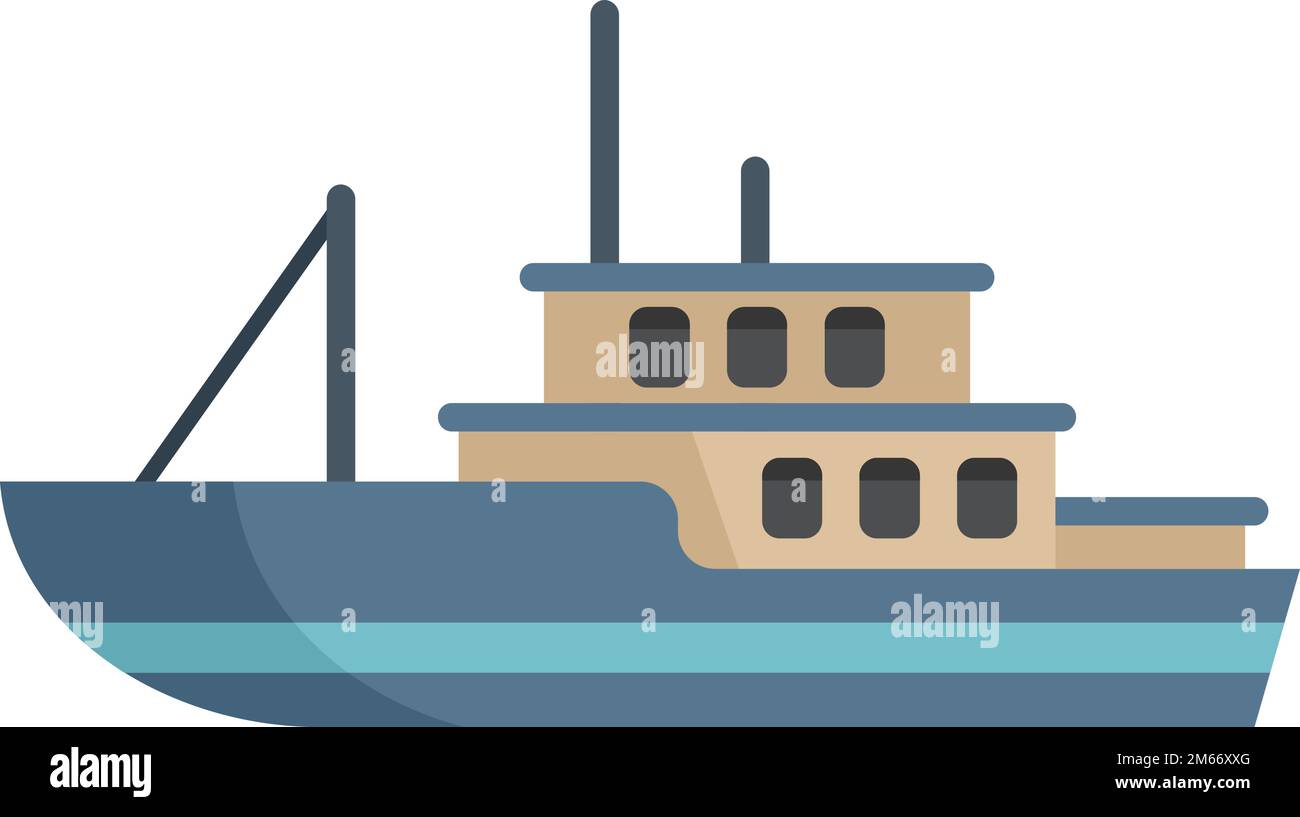 Fish boat icon flat vector. Sea vessel. Marine ship isolated Stock Vector