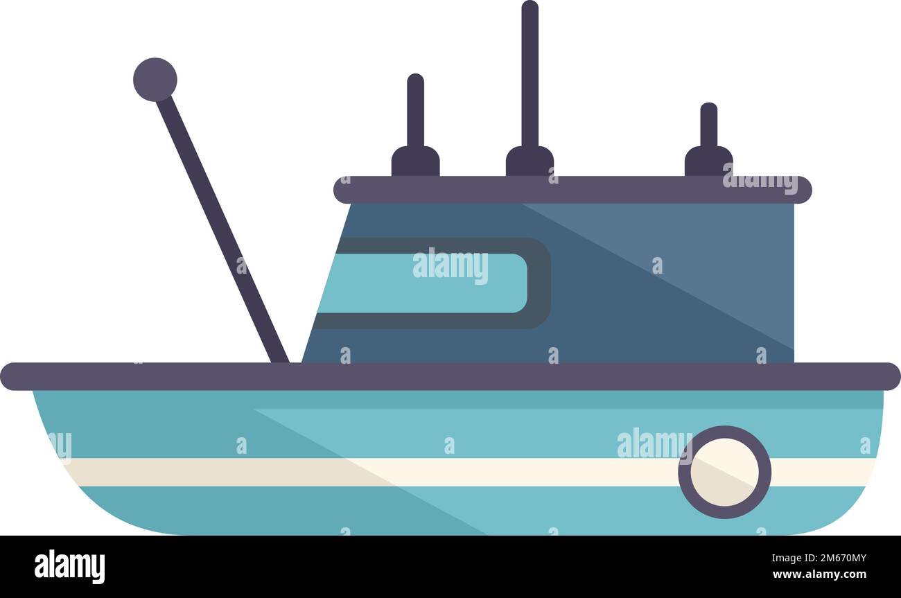 Old fishing boat icon flat vector. Sea ship. Marine vessel isolated Stock Vector