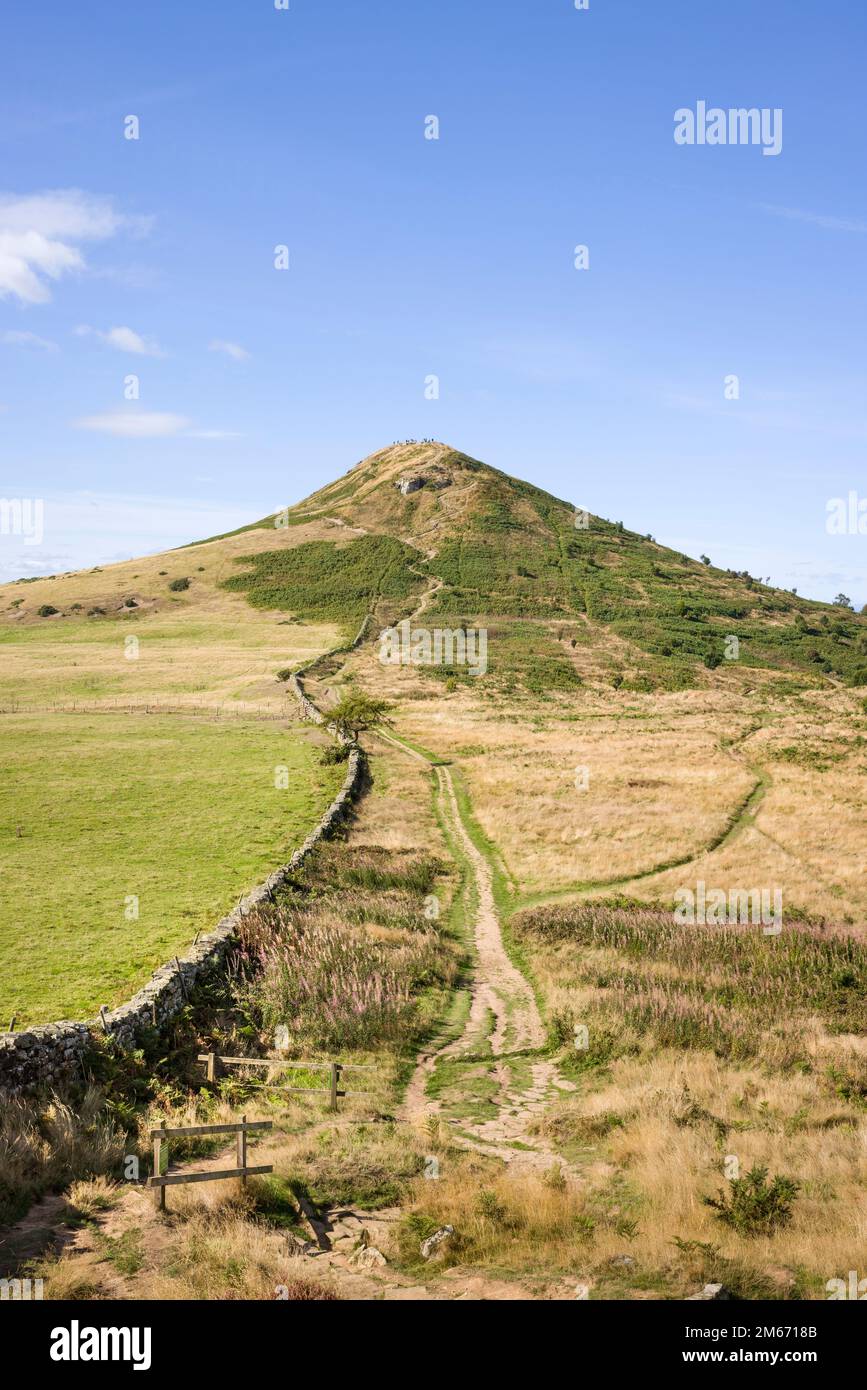 Footpath leading to Roseberry Topping hill, North Yorkshire Moors, North Yorkshire, England, UK Stock Photo