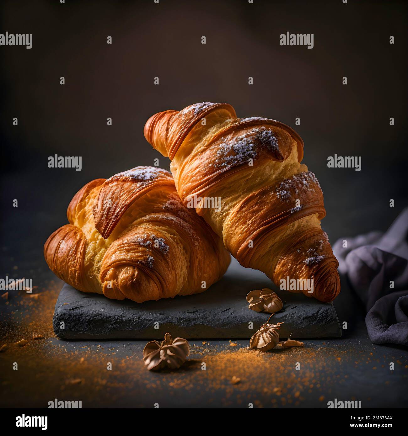 Flaky Buttery Layers Of A Freshly Baked Croissant The Warm Golden 