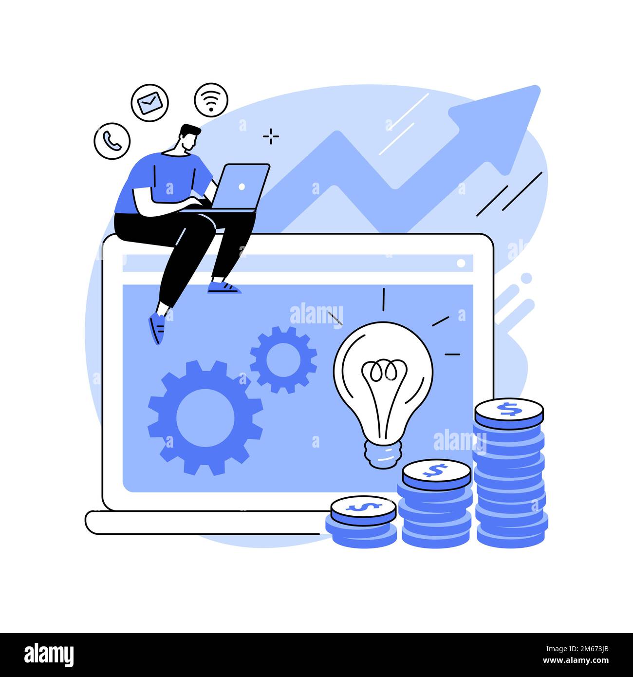 Online business abstract concept vector illustration. Business opportunity, online startup, ecommerce platform, internet marketing, social media sales Stock Vector