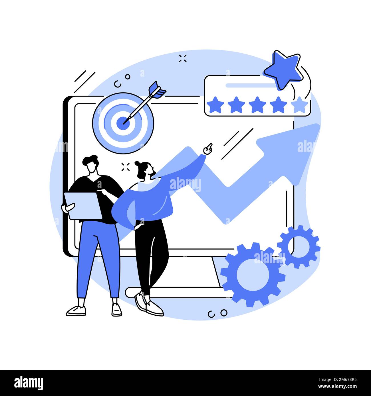 Reputation management abstract concept vector illustration. Digital marketing service, webpage navigation, public relations, communication strategy, s Stock Vector