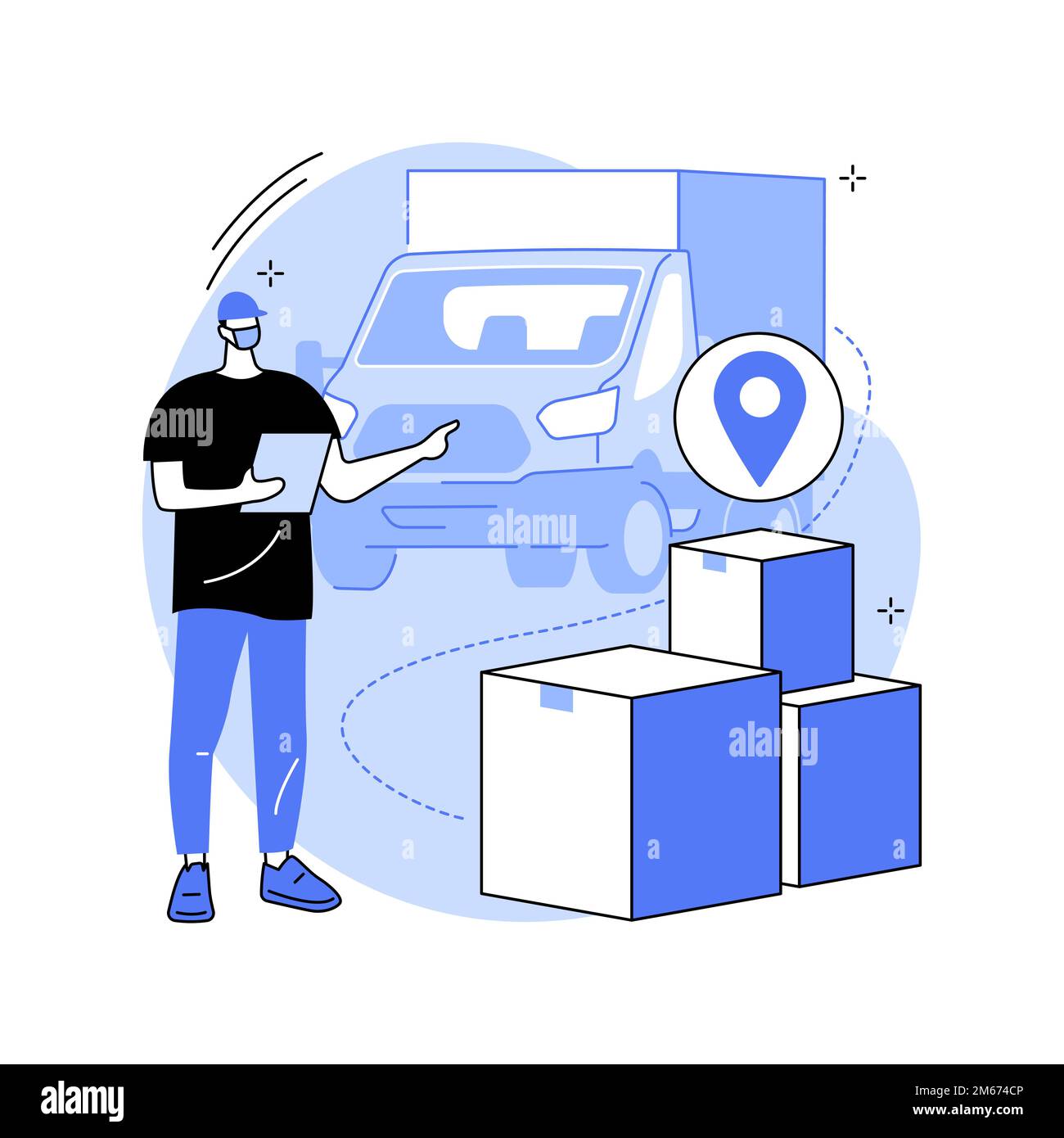 No-contact pick up and delivery abstract concept vector illustration. virus safe delivery, protected transport service, COVID-19 business tranformatio Stock Vector