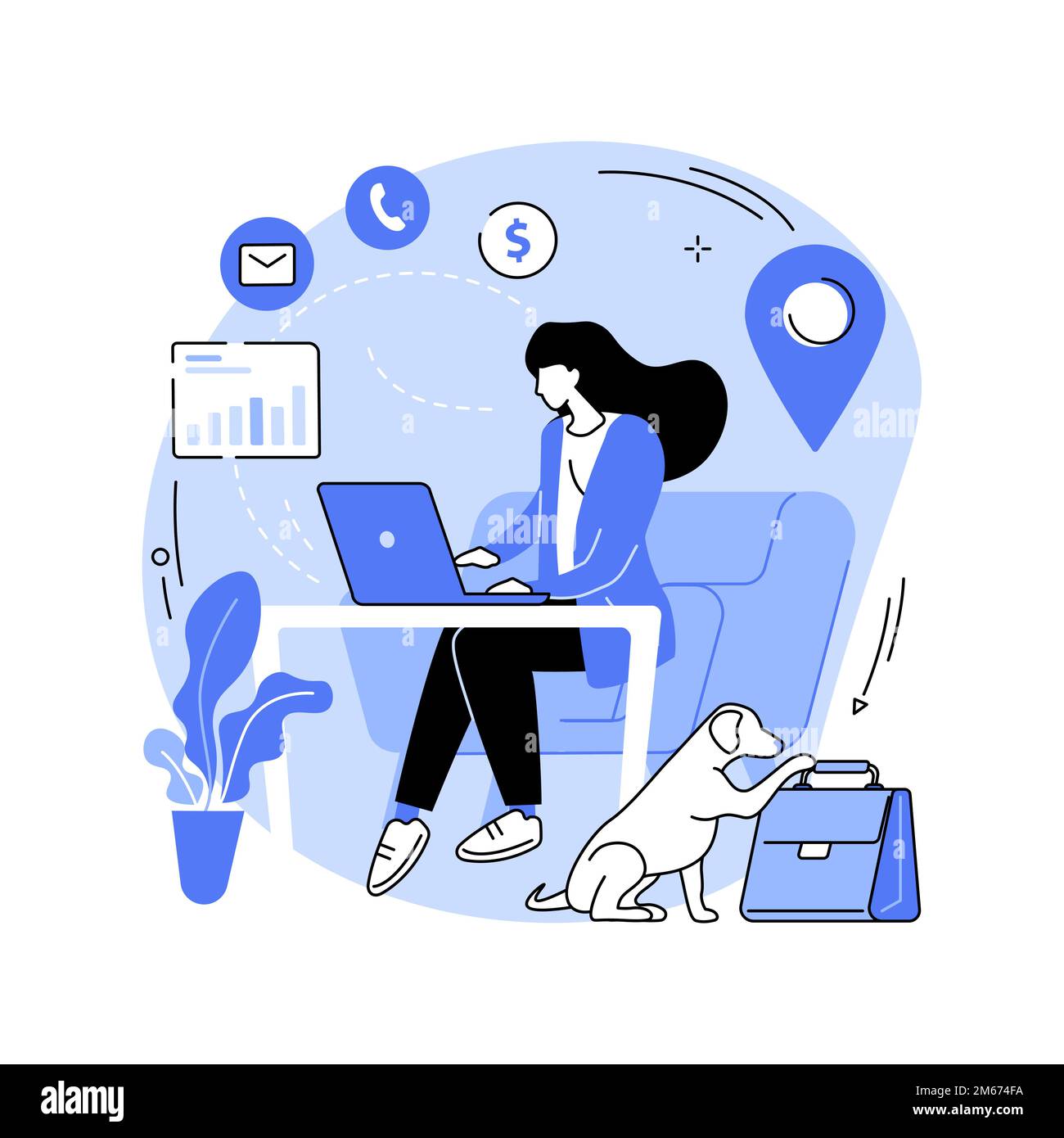 Remote worker abstract concept vector illustration. Freelance worker, remote work, flexible employee schedule, online job, distance team, outsource pr Stock Vector