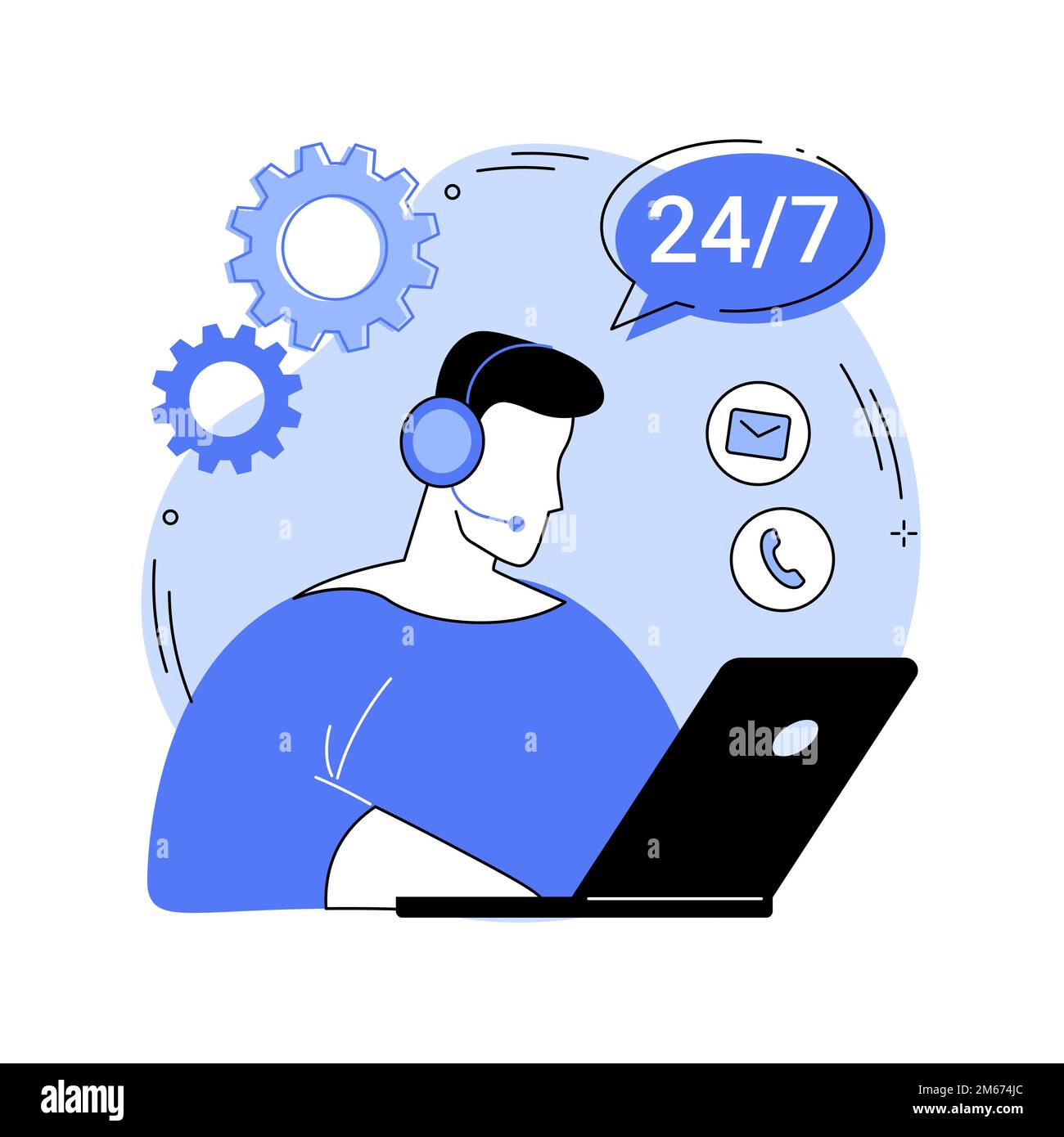 Customer support abstract concept vector illustration. Tech support, telemarketing, provide customer service, management software, online chat, help c Stock Vector