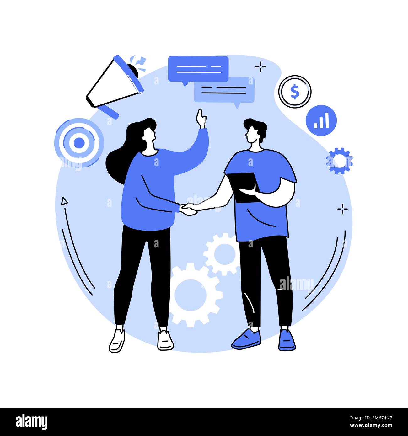 Relationship marketing abstract concept vector illustration. Customer relationship strategy, focus on consumer loyalty, brand interaction and long-ter Stock Vector