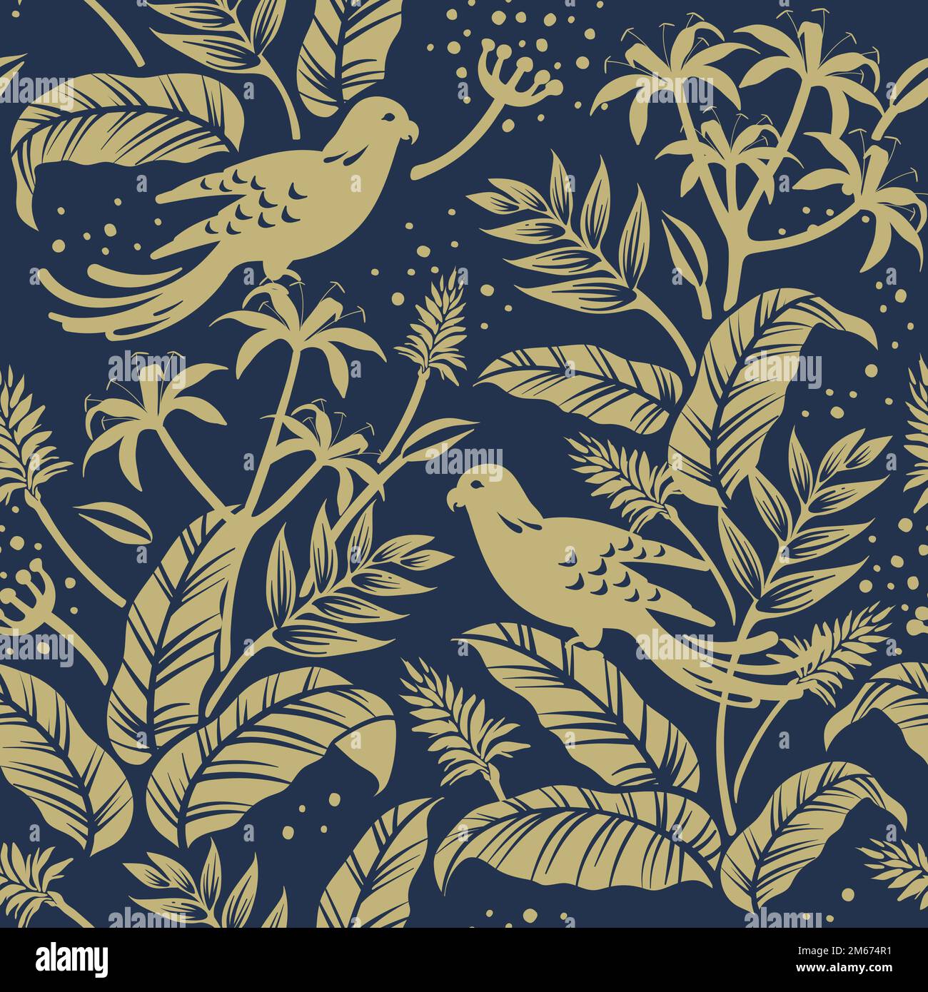 Birds in nature seamless patterned background vector Stock Vector