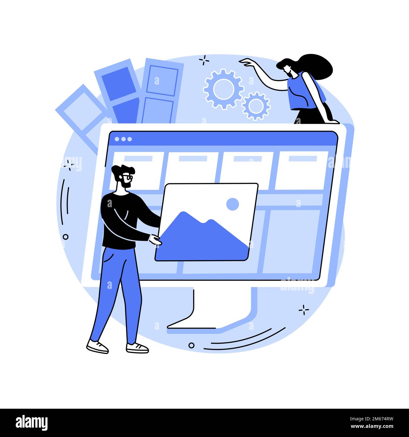 Interface design abstract concept vector illustration. User interface engineering, visual element, create website and application, responsive design, Stock Vector