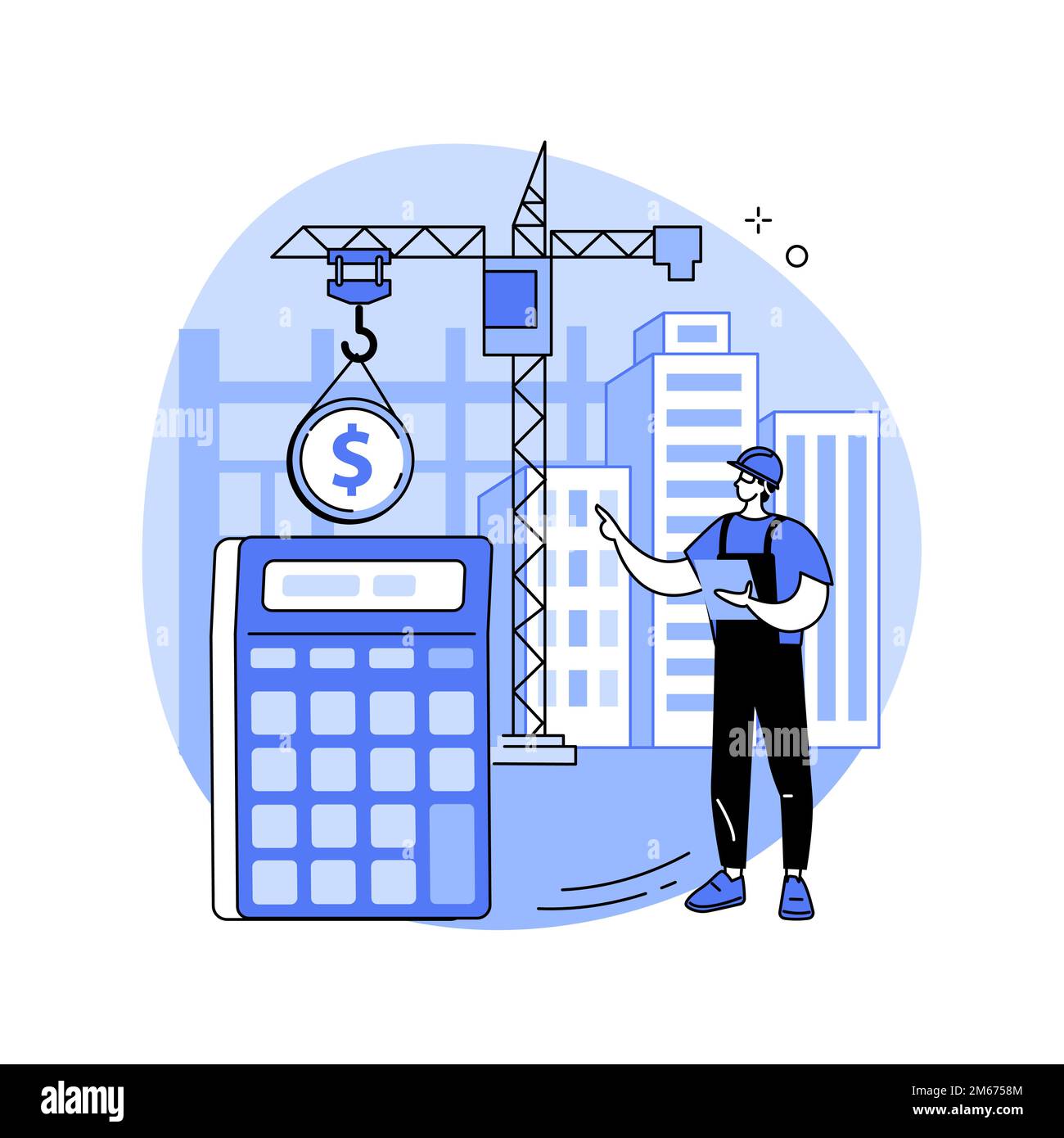 Construction costs abstract concept vector illustration. Project management, bank loan, real estate business, design project, building investment, con Stock Vector