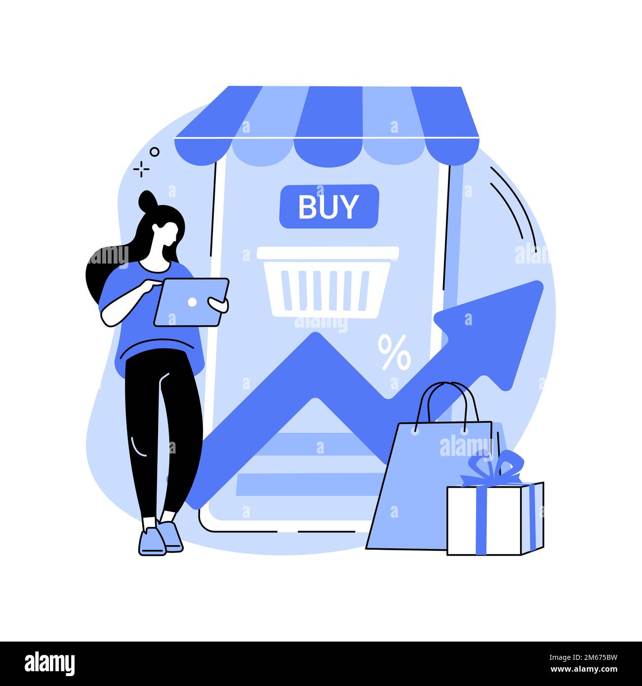 Consumer society abstract concept vector illustration. Consumption of goods and services, compulsive purchase, shopaholic, retail market, customer hab Stock Vector