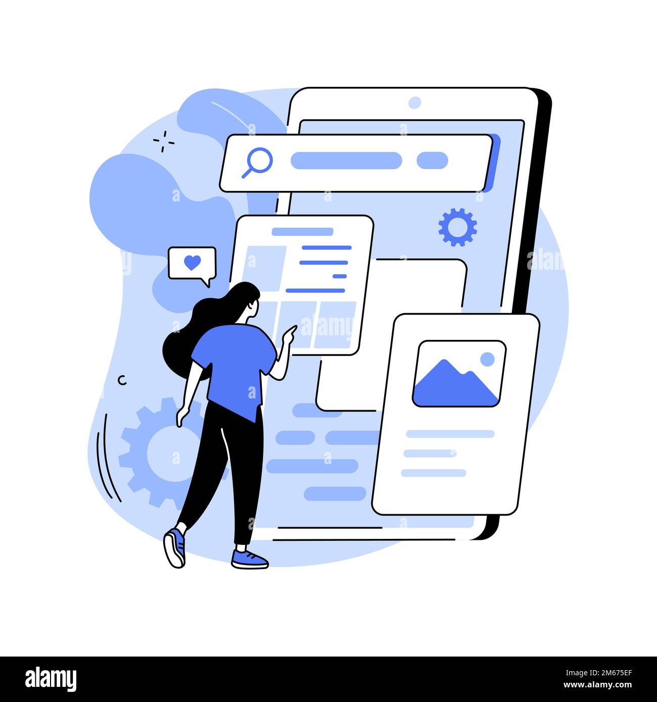 Usability testing abstract concept vector illustration. User experience test, website usability, software development, testing service, web page eleme Stock Vector