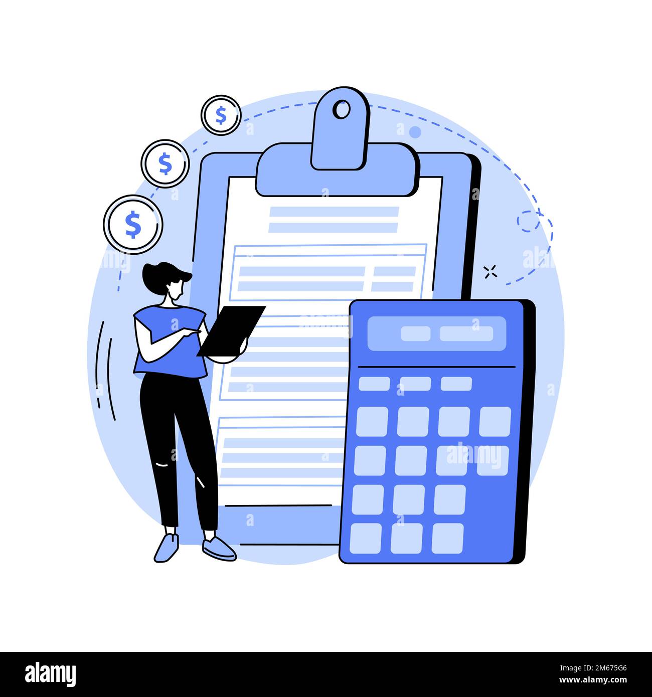 Doing your taxes abstract concept vector illustration. Personal income, refinance your debt, loan insurance, budget calculator, business accountant, f Stock Vector