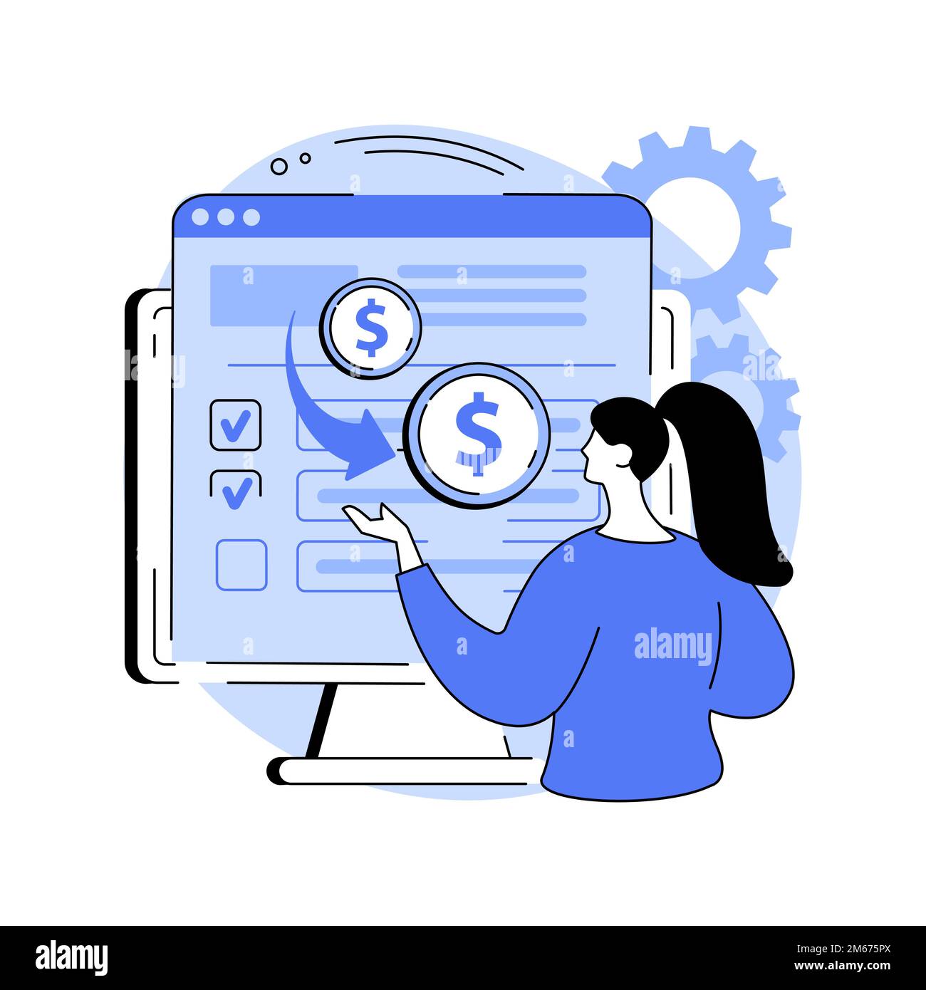 Filing tax return software abstract concept vector illustration. Money refund, fill online form in tax preparation software, financial report, earning Stock Vector