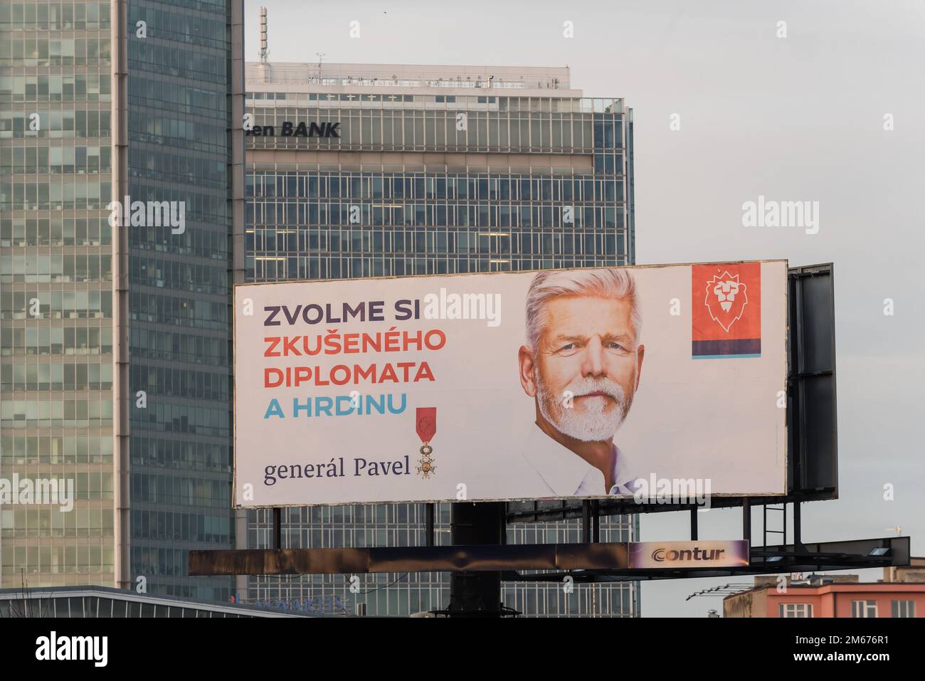 Prague, Czech Republic. 02nd Jan, 2023. Election billboard for presidential candidate Petr Pavel