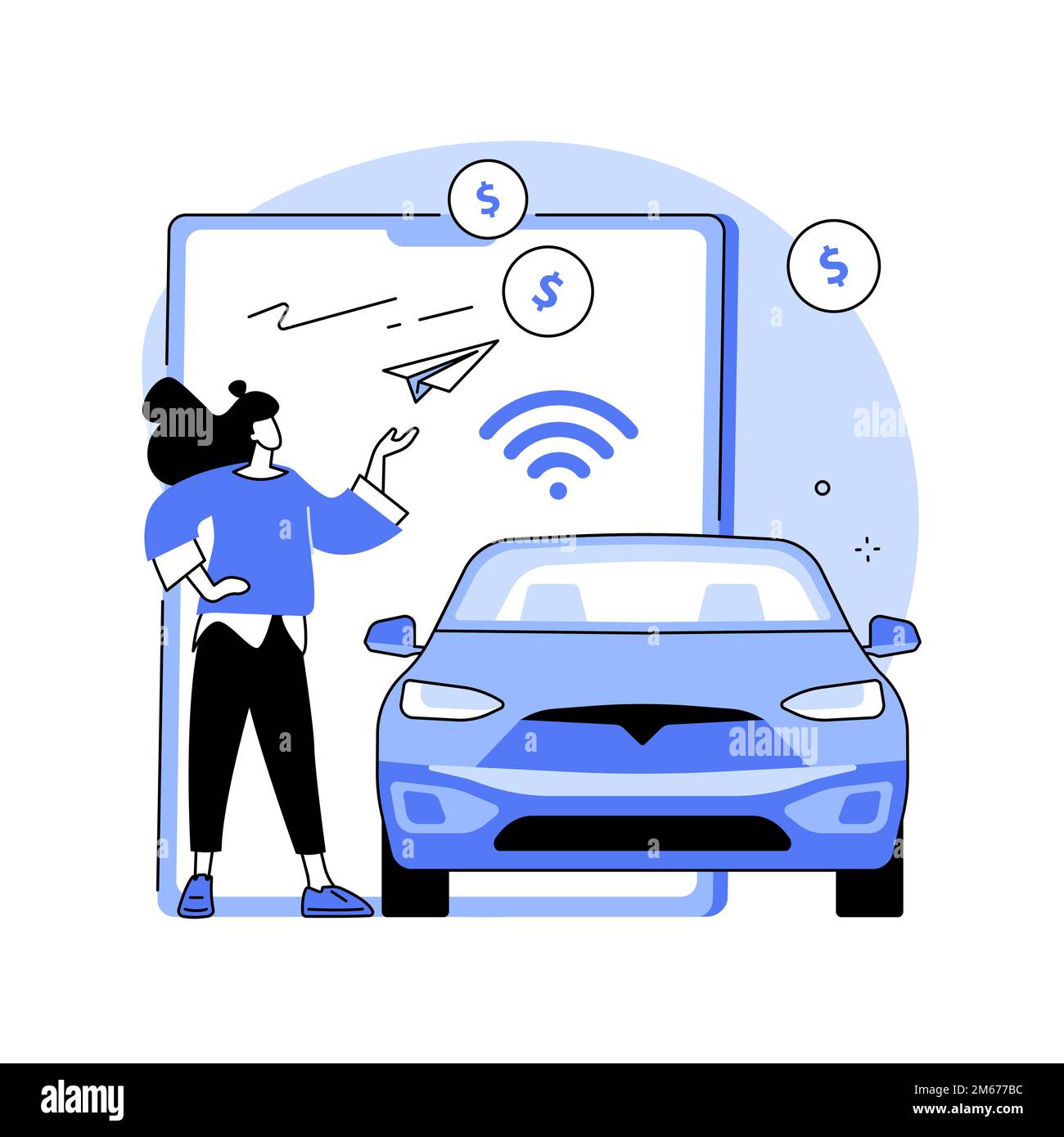 In vehicle payments abstract concept vector illustration. Payment