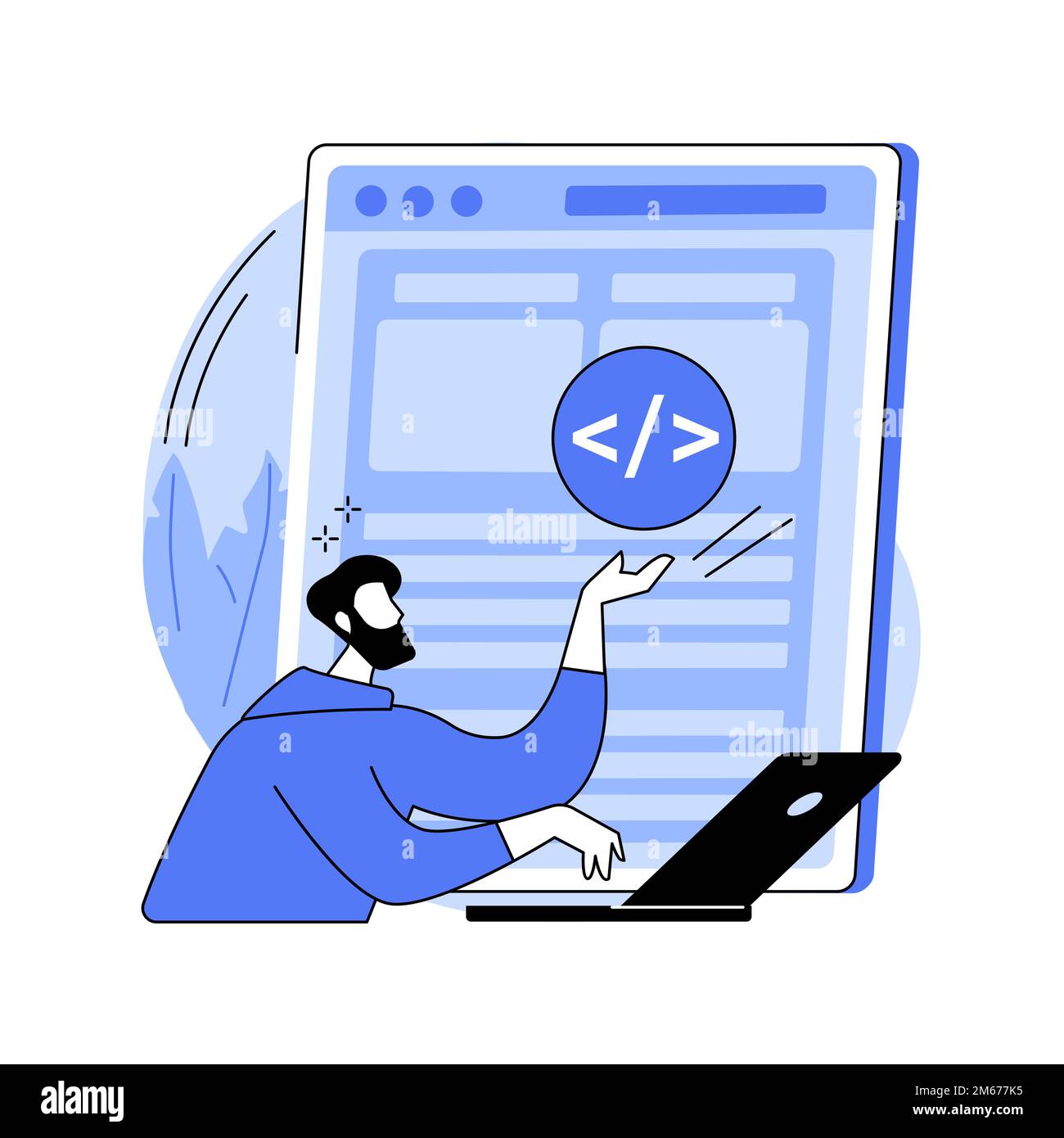 Single page application abstract concept vector illustration. SPA web page, web development trend, app inside a browser, dynamically rewriting page, r Stock Vector