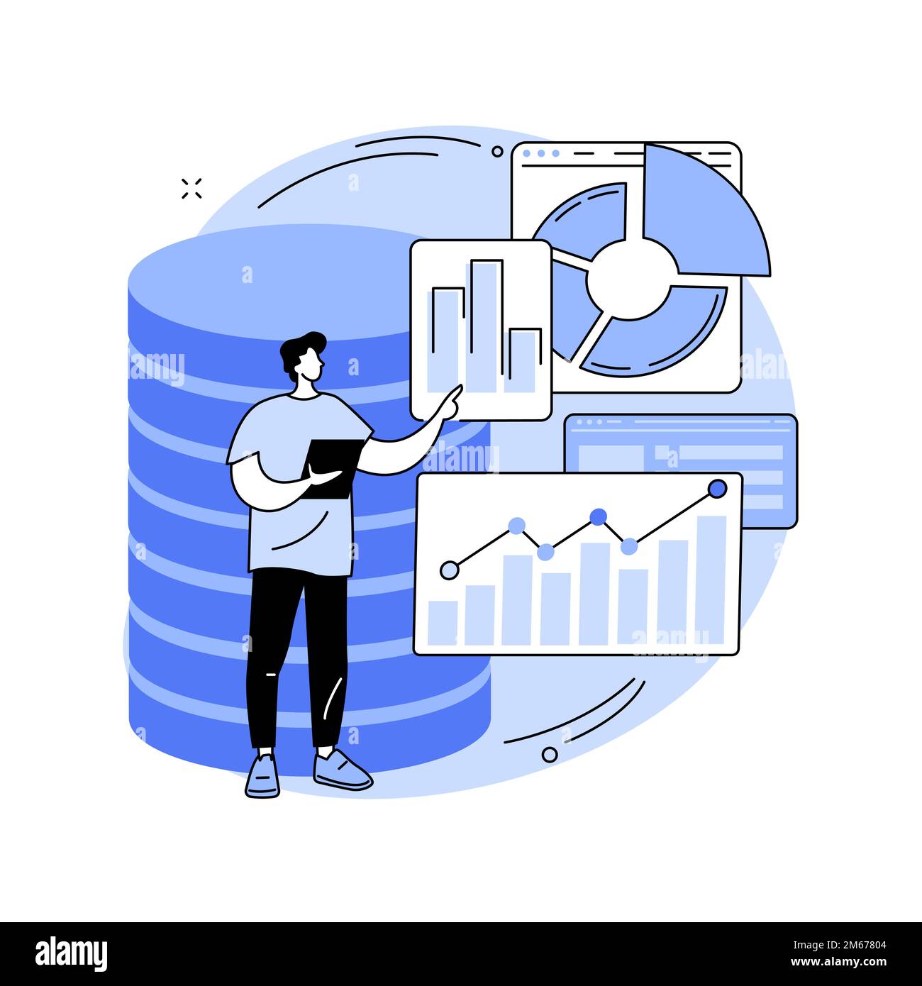 Analytics and data science abstract concept vector illustration. Big data, machine learning control, computer science, predictive analytics, perform s Stock Vector