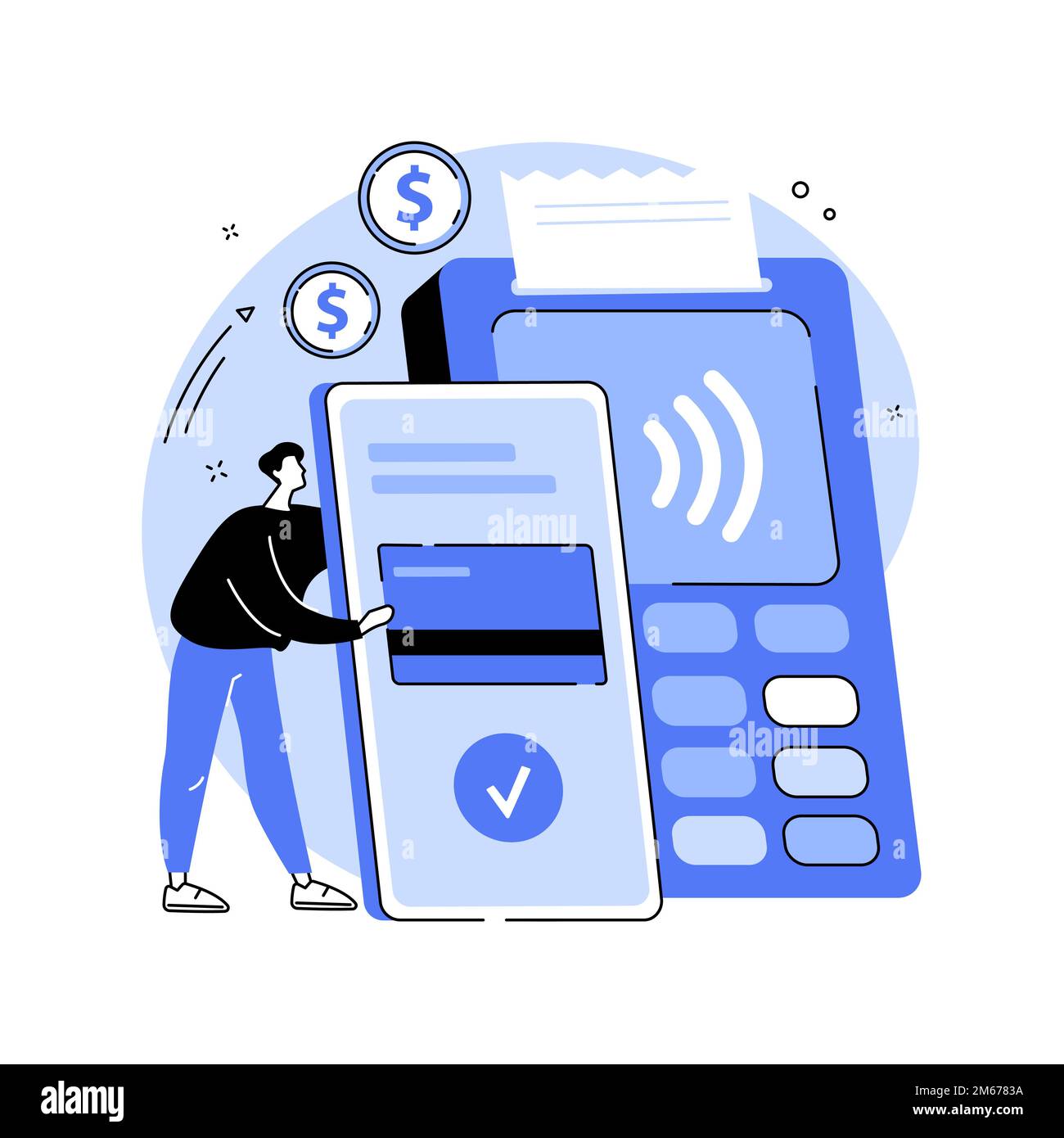 Contactless payment abstract concept vector illustration. Contactless technology, payment system, smartphone banking application, paypass solution, sm Stock Vector