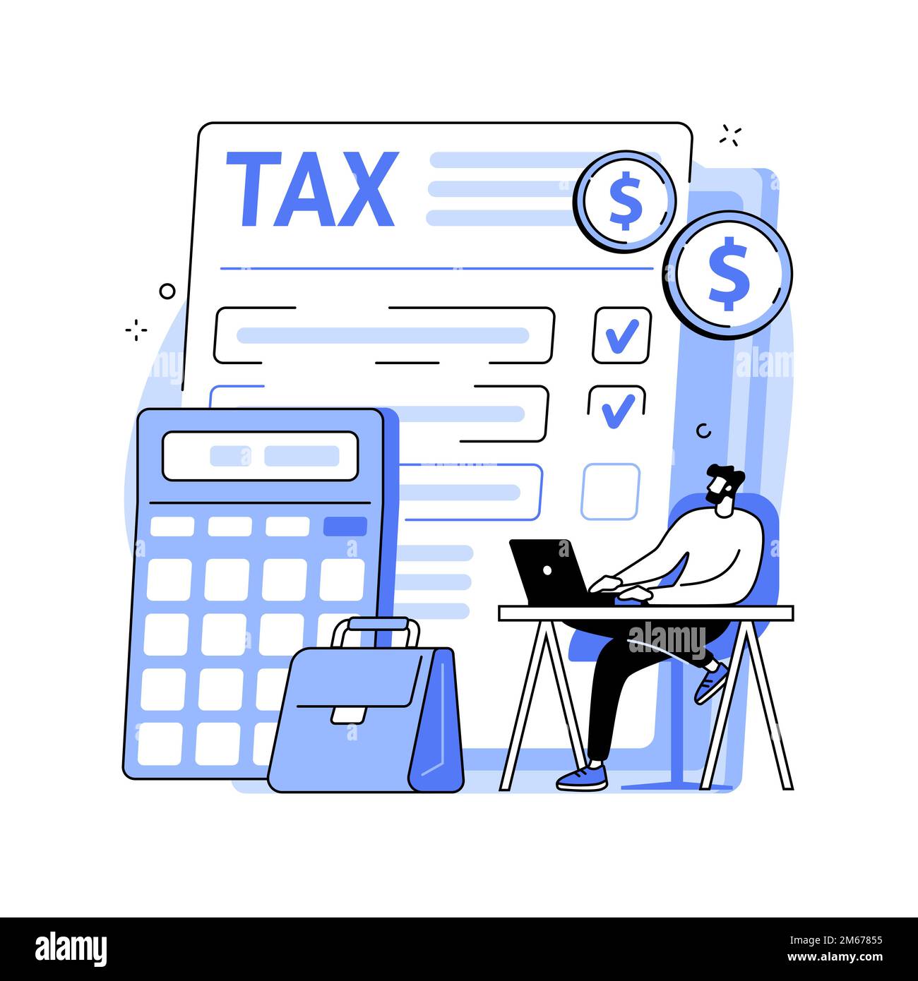 Corporate tax abstract concept vector illustration. Tax preparation service, corporate income, enterprise liability, payment planning, limited company Stock Vector