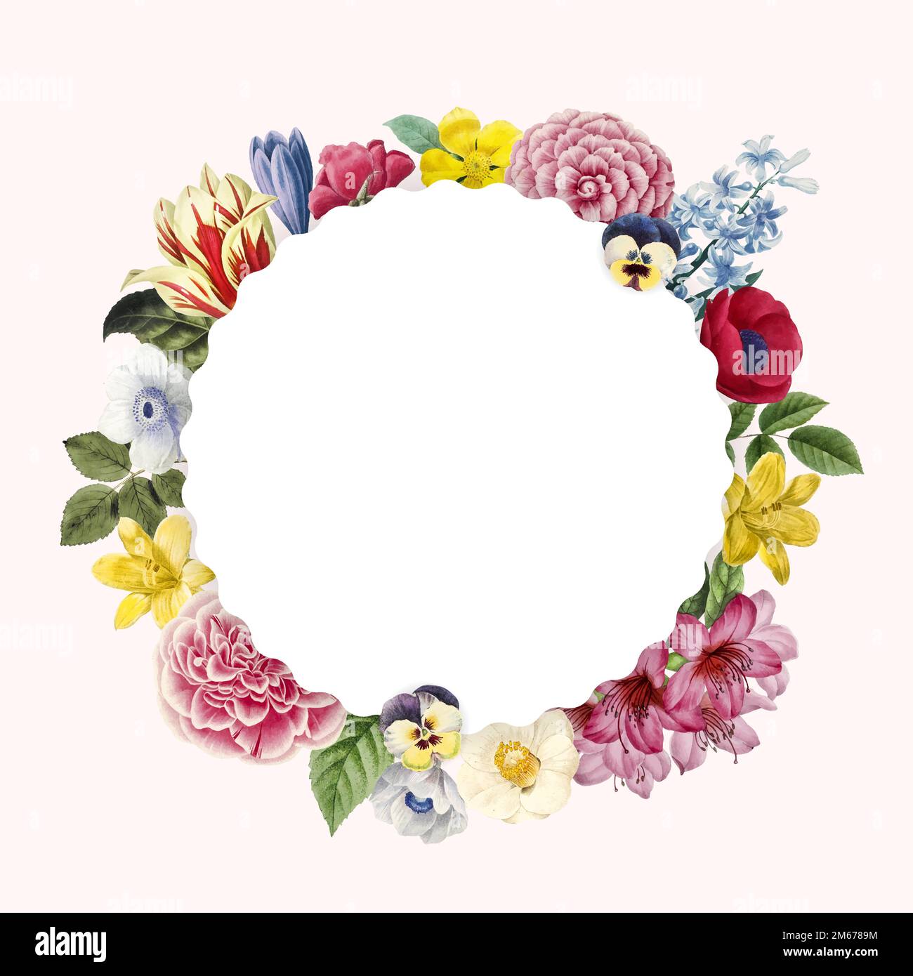 Floral themed copy space frame Stock Vector