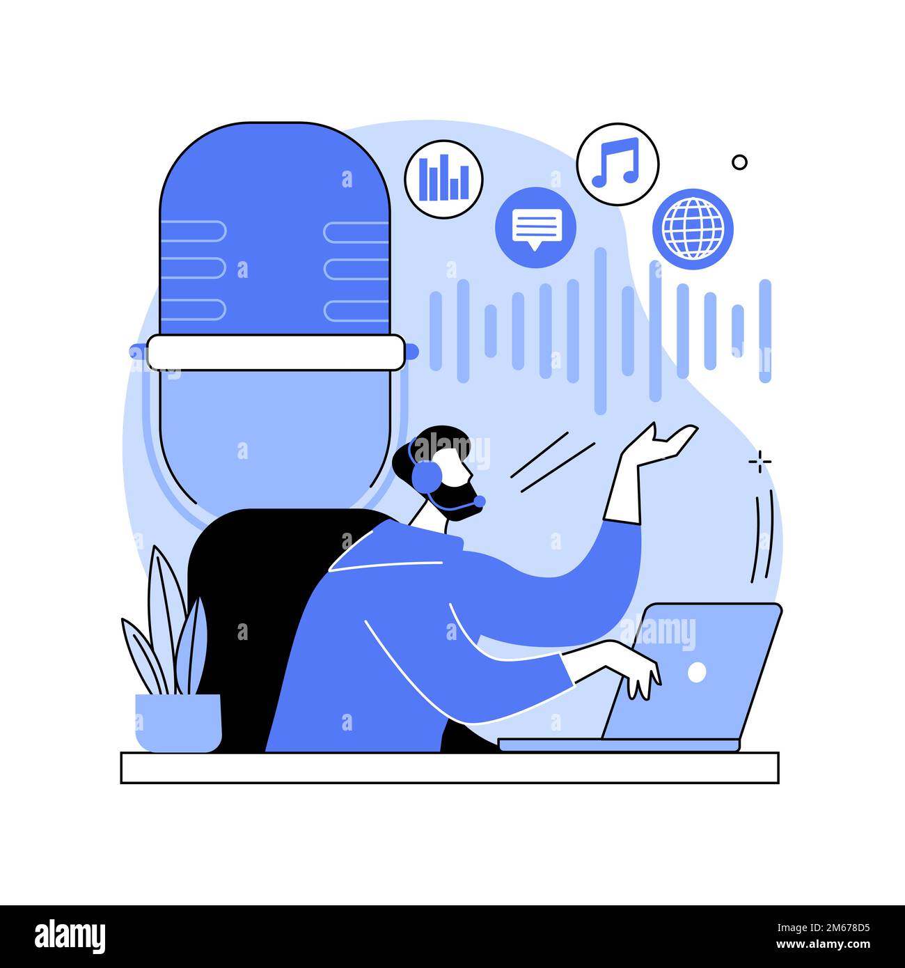 Podcast content abstract concept vector illustration. Branded podcast creation, engaging marketing content production, promotion strategy, monetizatio Stock Vector