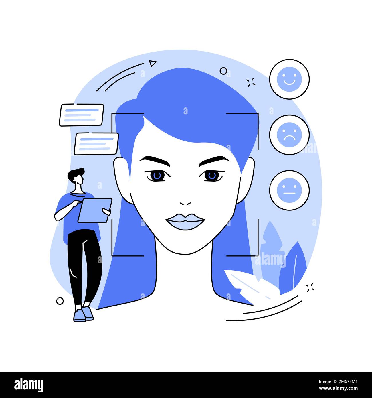 Emotion detection abstract concept vector illustration. Speech, emotional state recognition, emotion detection from text, sensor technology, machine l Stock Vector
