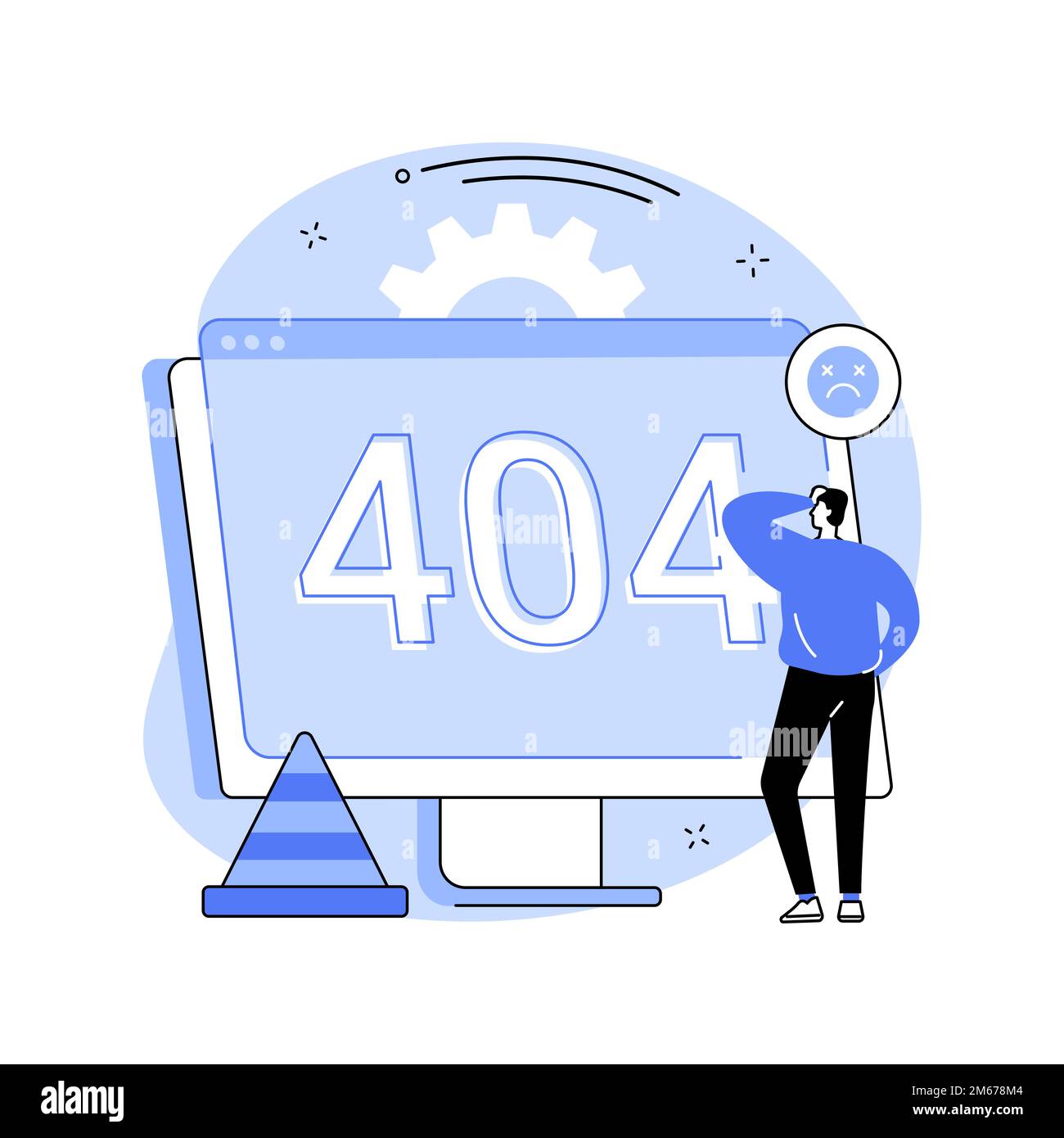 404 error abstract concept vector illustration. Error webpage, 404 template, browser download failure, page not found, server request, unavailable, we Stock Vector
