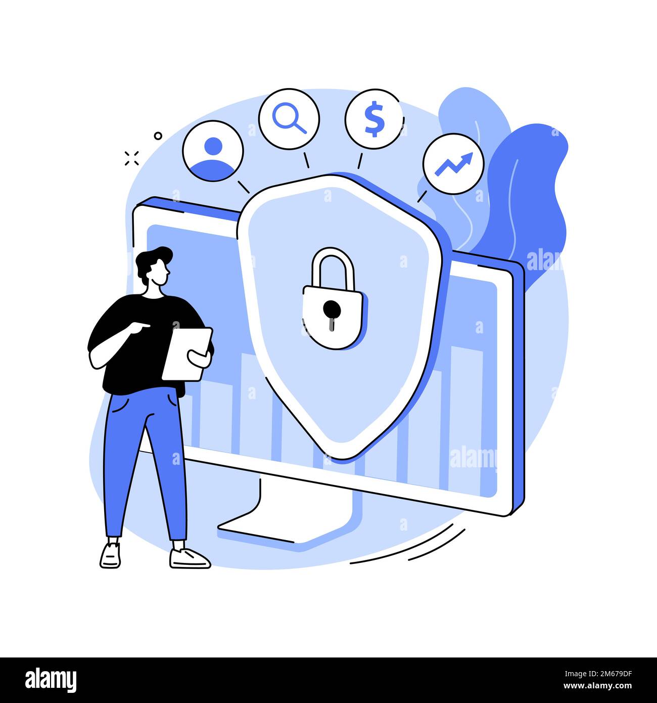 Cyber security risk management abstract concept vector illustration