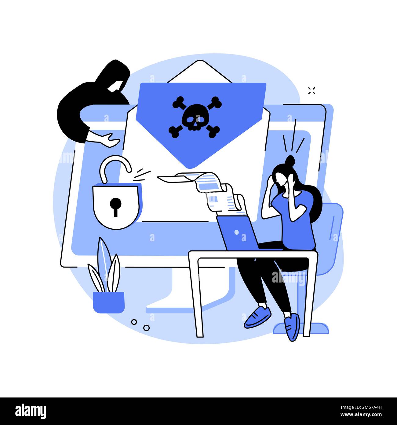 Malware abstract concept vector illustration. Malicious software, computer virus, malware program, spyware development, online antivirus security and Stock Vector