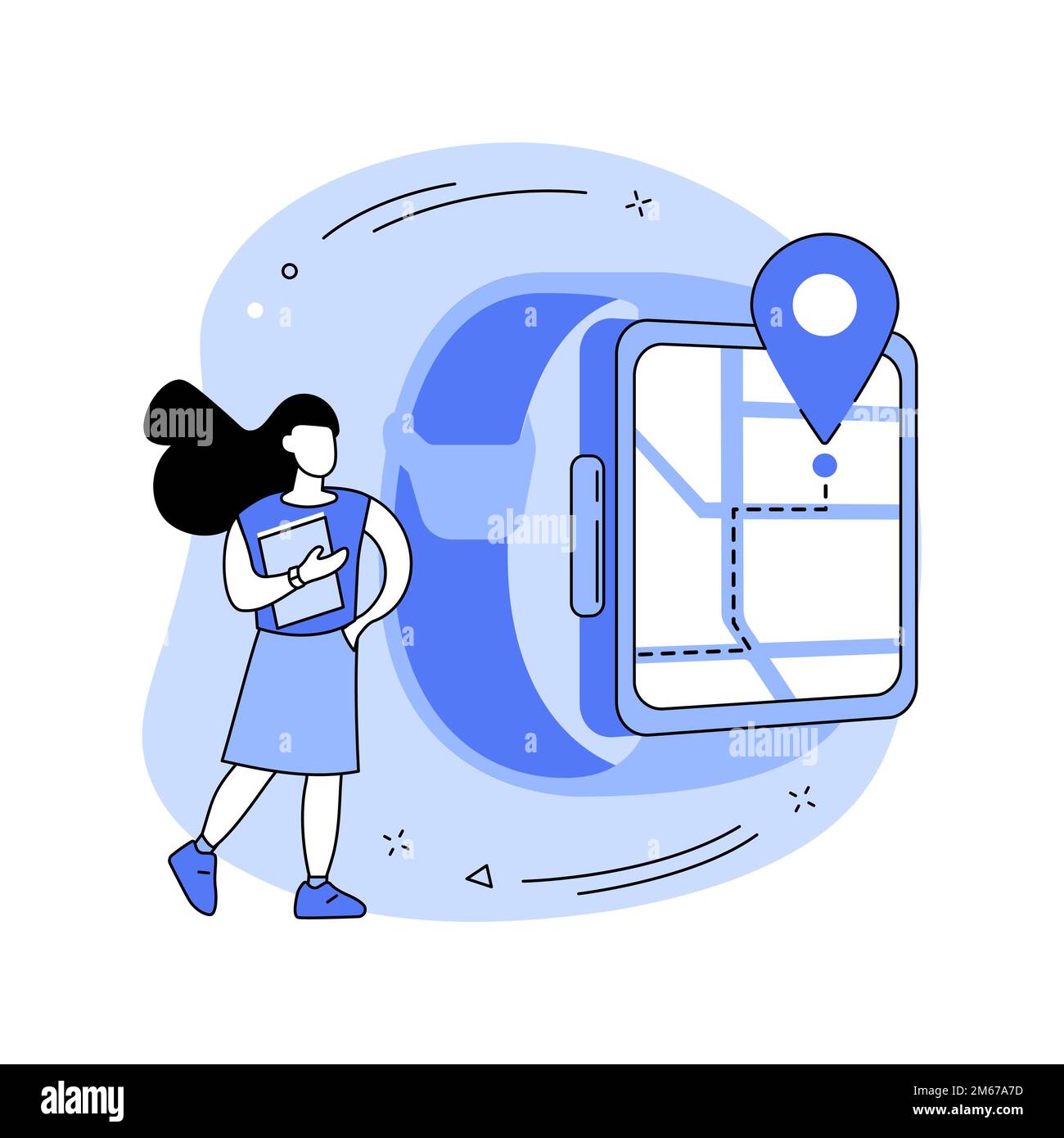 GPS kids tracker watches abstract concept vector illustration. GPS