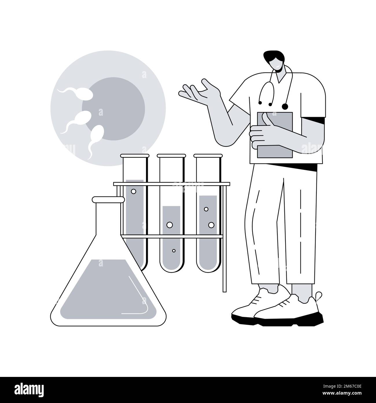 Test tube fertilization abstract concept vector illustration. Test tube baby, in vitro fertilization, petri dish, plant breeder, artificial inseminati Stock Vector