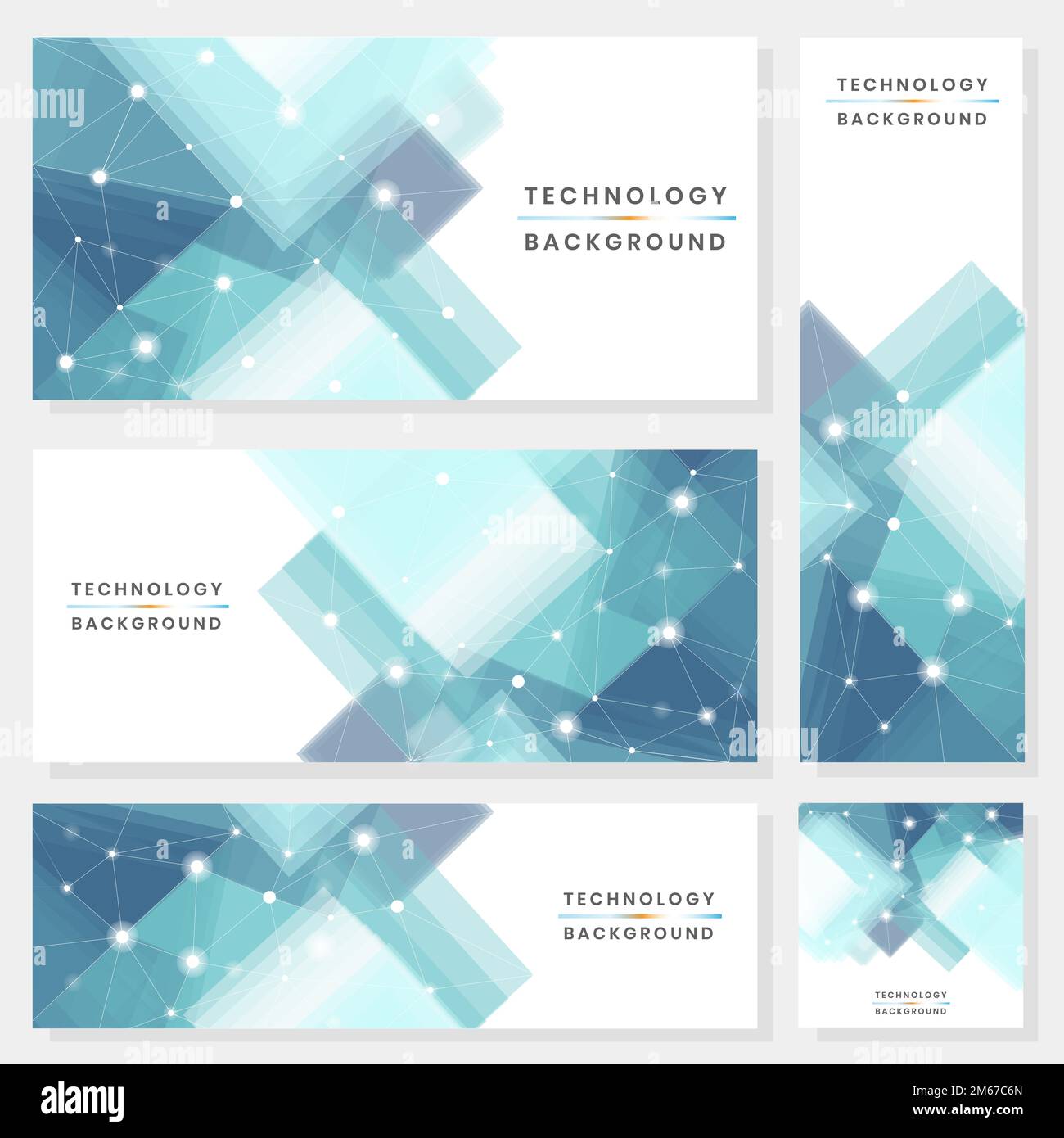 Blue and white futuristic technology background vector collection Stock Vector