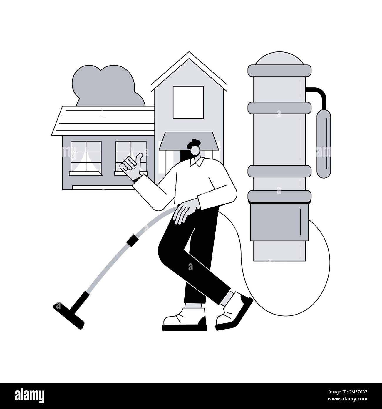 Central vacuum system abstract concept vector illustration. House