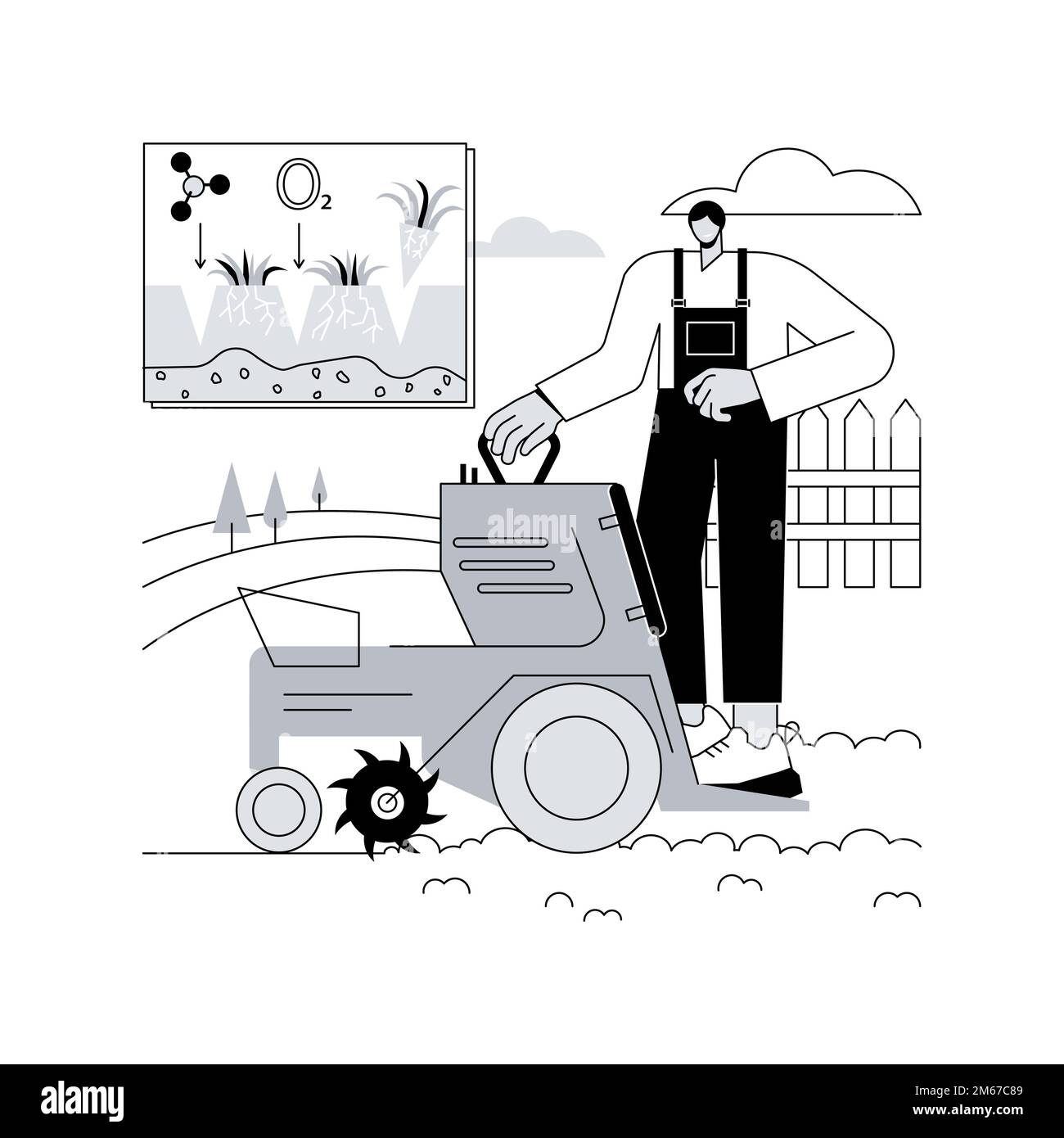 Lawn aeration abstract concept vector illustration. Restore lawn